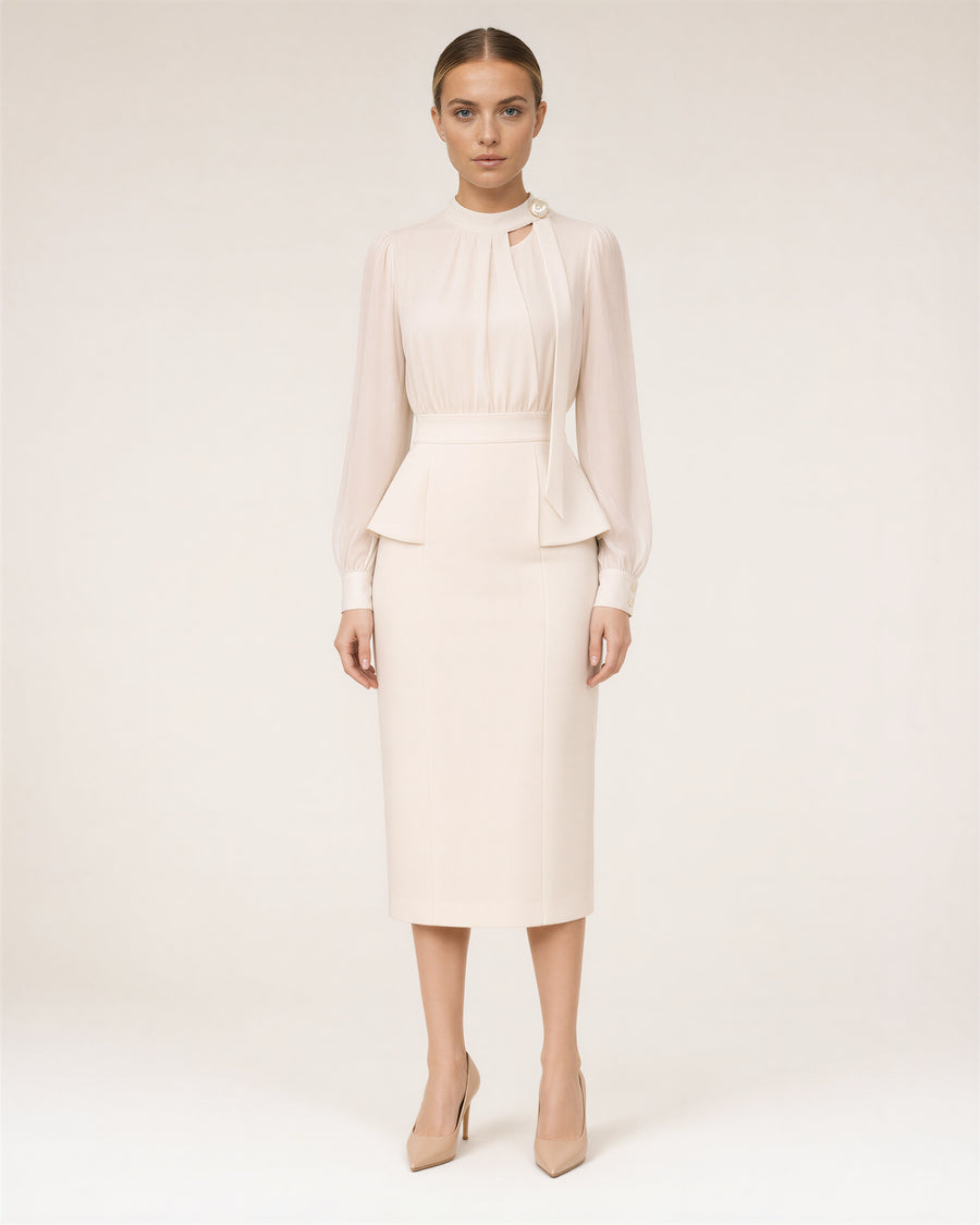 Beatrice Peplum Midi Elbise